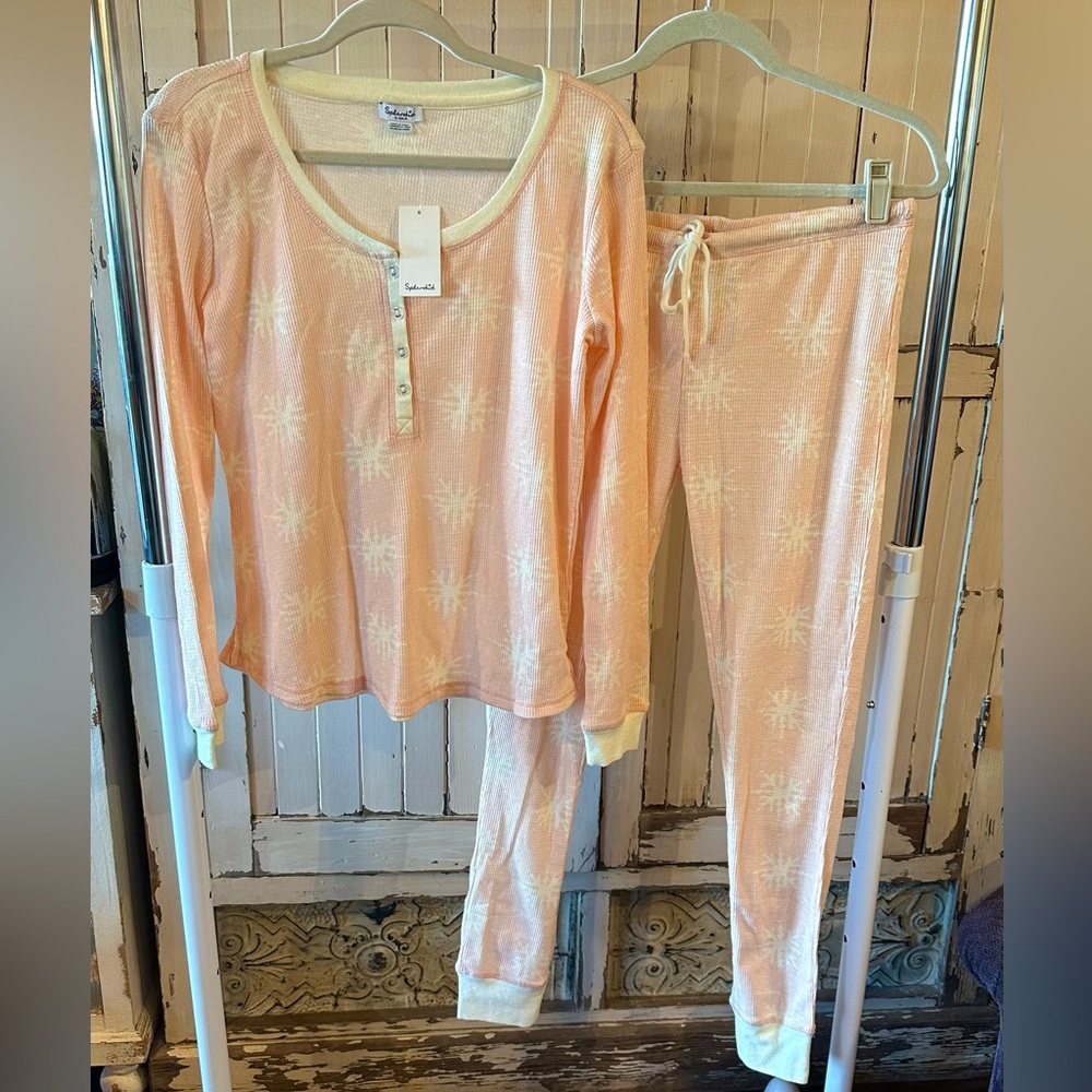 NWT Splendid Light Pink Sweet Dreams Thermal PJ Set Size Small